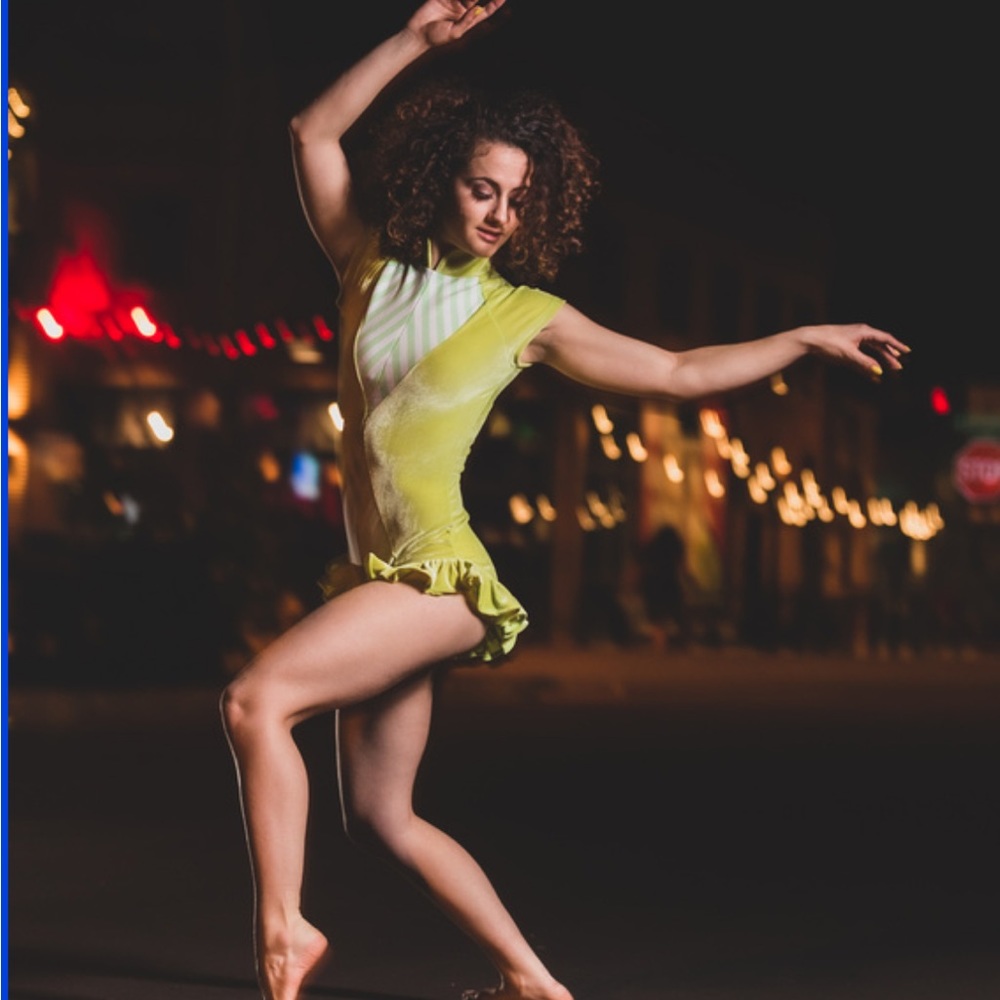COPY - Authentic My Bubble Bum velvet ruffle leotard (lime)